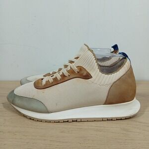 J.McLaughlin Sneakers Womens 10W Cream Tan Leather Lace Up Casual Low Top Shoes